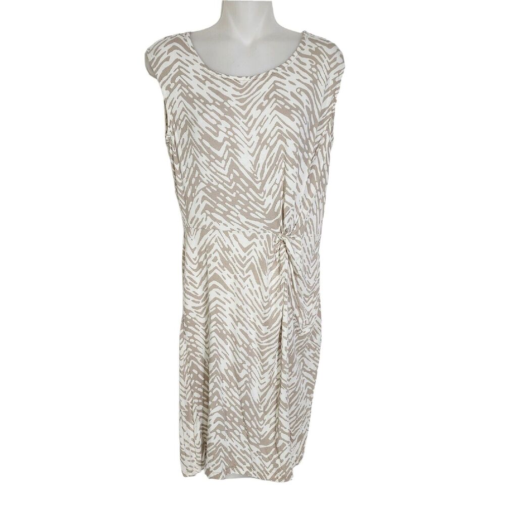 Ann Taylor Loft Women Dress Small Jersey Knit Sleeveless Knot Waist Animal Print